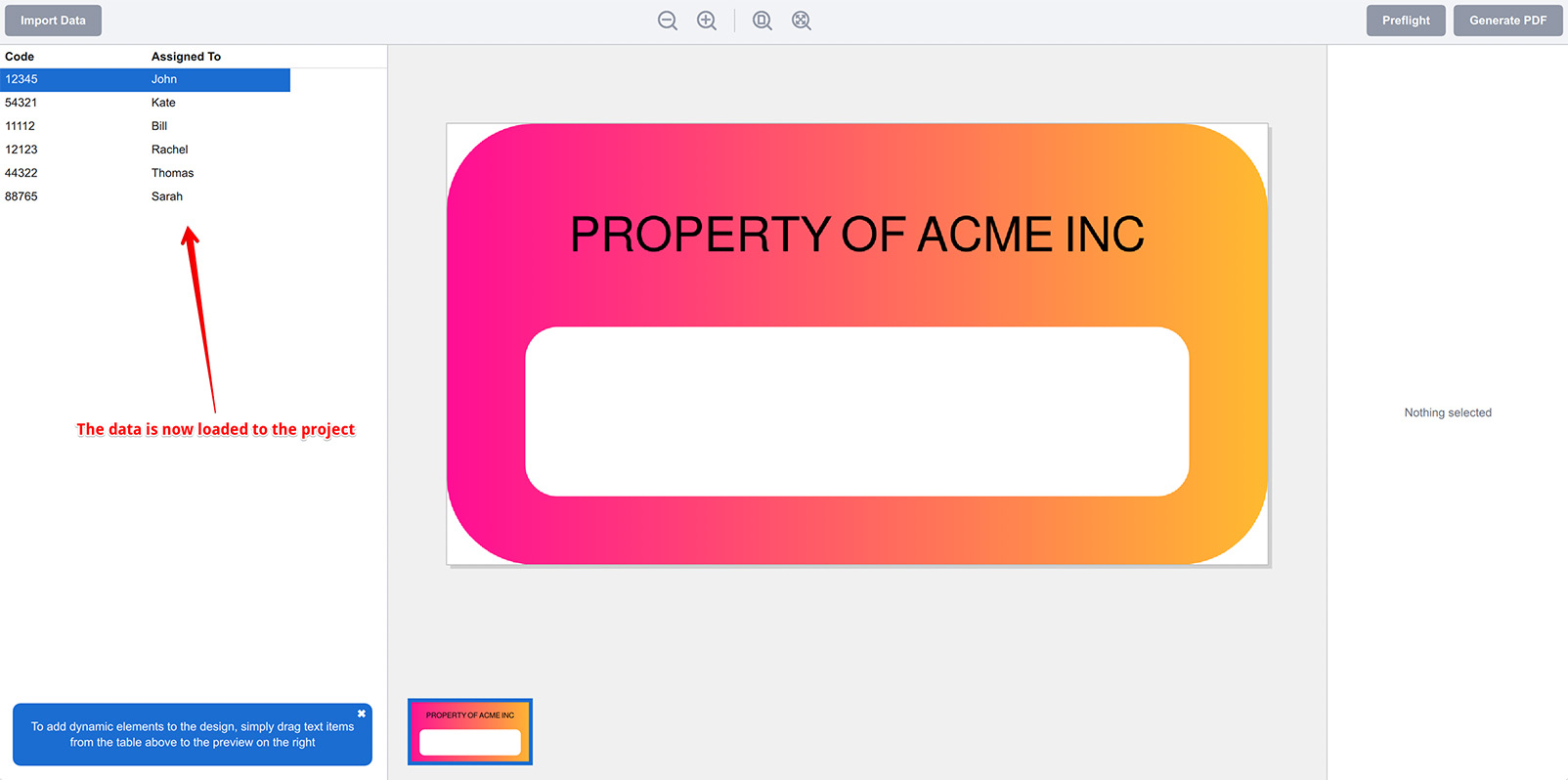 The data is imported to Ticket Wizard