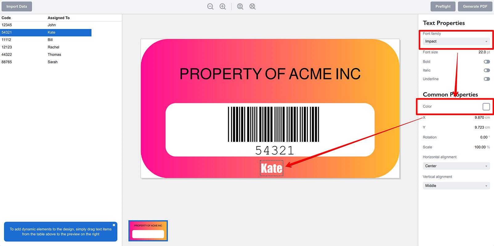 Adding dynamic element for another data column of the spreadsheet