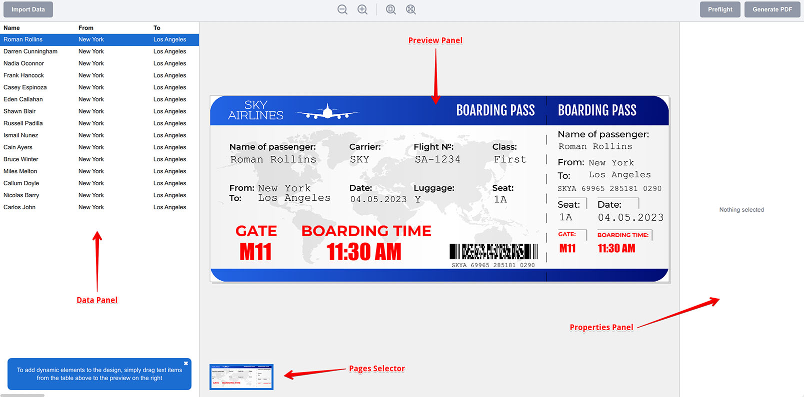 Ticket Wizard template editor