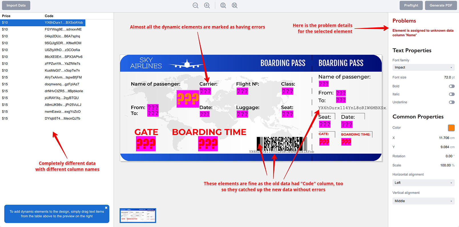 Importing data with different column names