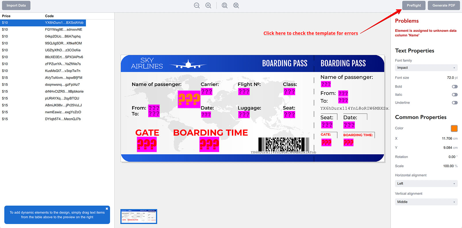 Preflight button in Ticket Wizard